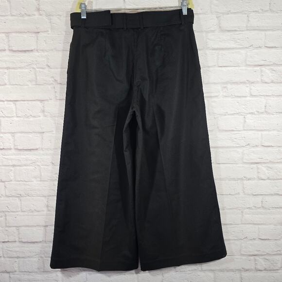E LAFAYETTE 148 Rockefeller Ankle Crop Wide Leg Belt Pants Black Size 8 Designer - Picture 5 of 11